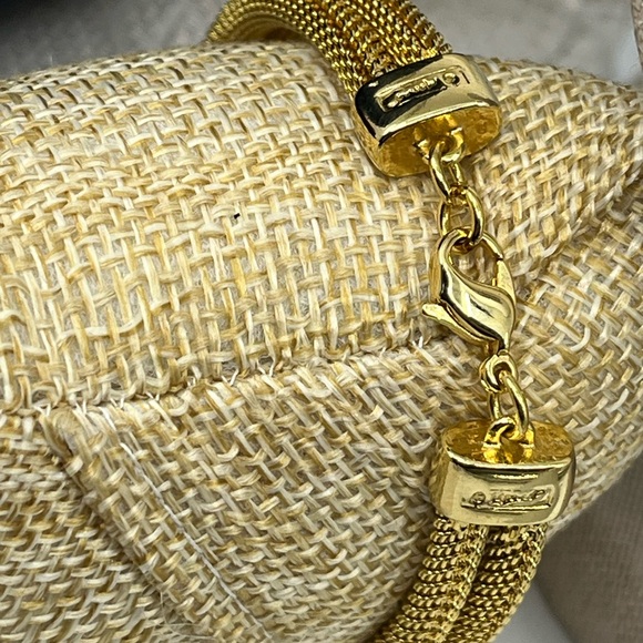 Vintage Rare 1980s Monet Gold-Tone Double Strand Mesh Bracelet - Picture 9 of 14